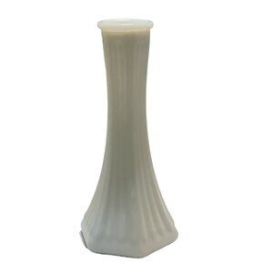 Vintage EO Brody Ribbed Milk Glass Bud Vase Cleveland Ohio 5.75" Wedding Country
